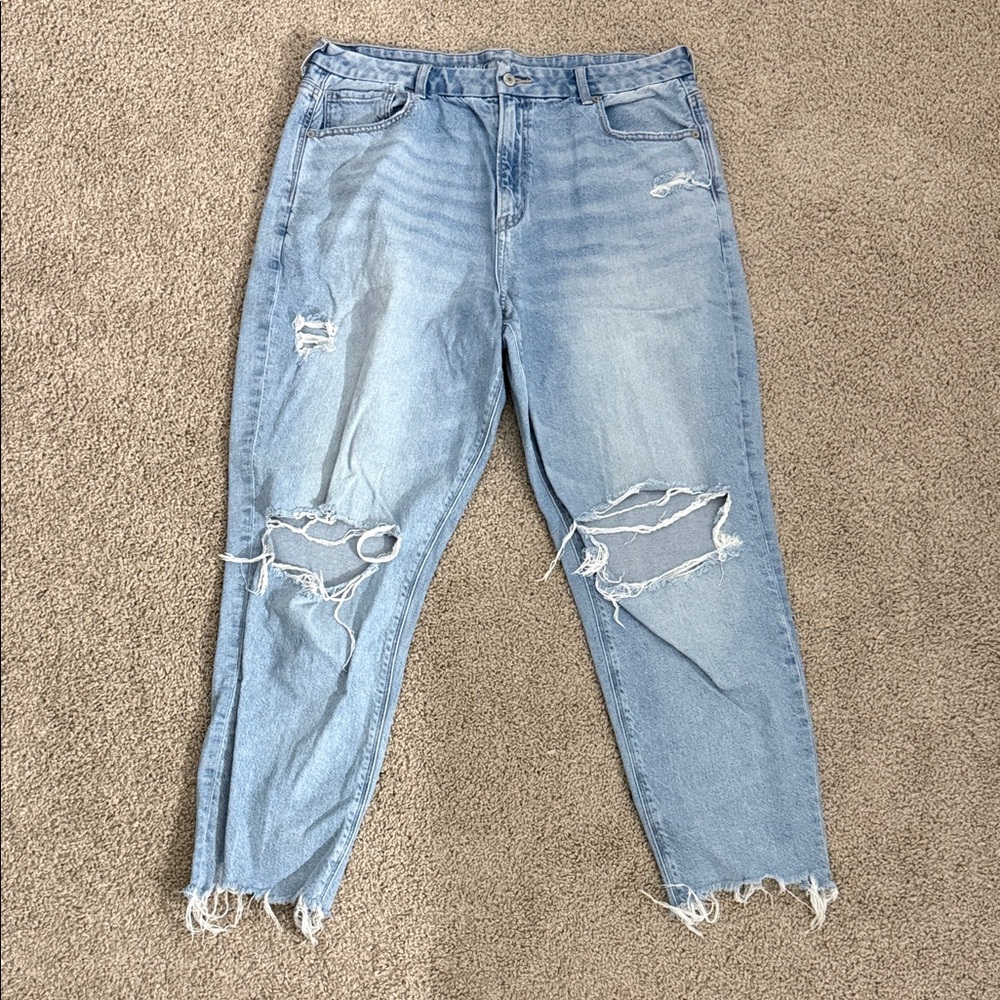 American Eagle Outfitters High Rise Distressed Light Blue Jeans